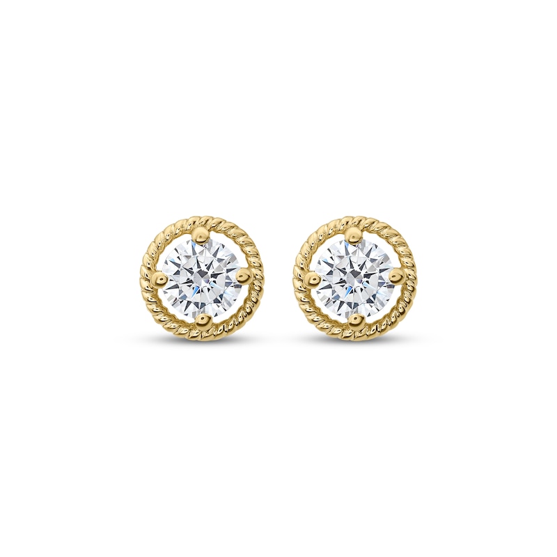Main Image 2 of KAY Lab-Grown Diamonds Round-Cut Solitaire Stud Earrings 1 ct tw 10K Yellow Gold (F/VS2)