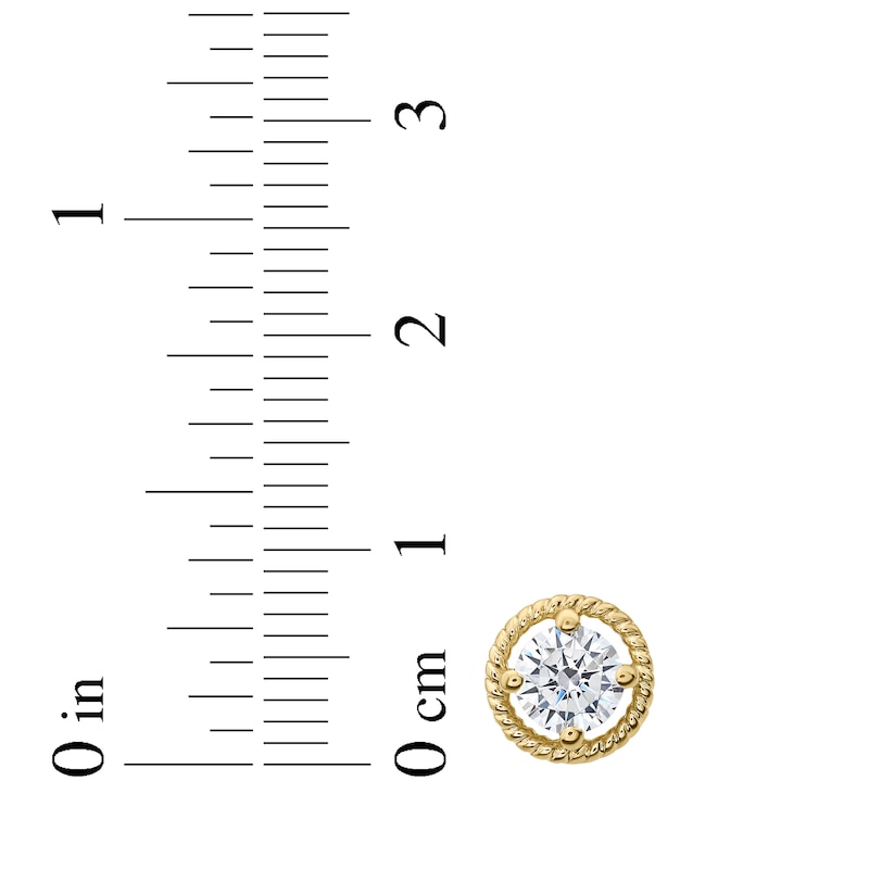 Main Image 5 of KAY Lab-Grown Diamonds Round-Cut Solitaire Stud Earrings 1 ct tw 10K Yellow Gold (F/VS2)