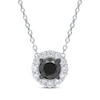 Thumbnail Image 1 of Black & White Diamond Halo Necklace 1/2 ct tw 10K White Gold 18"