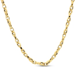 Twisted Oval Link Chain Necklace Hollow 18K Yellow Gold 16"