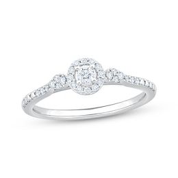 KAY Lab-Grown Diamonds Round-Cut Halo Promise Ring 1/5 ct tw 10K White Gold