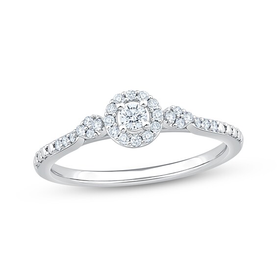KAY Lab-Grown Diamonds Round-Cut Halo Promise Ring 1/5 ct tw 10K White Gold
