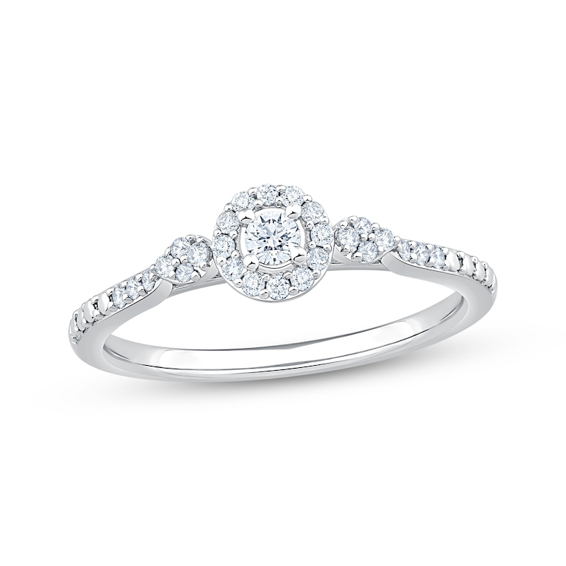 Main Image 1 of KAY Lab-Grown Diamonds Round-Cut Halo Promise Ring 1/5 ct tw 10K White Gold