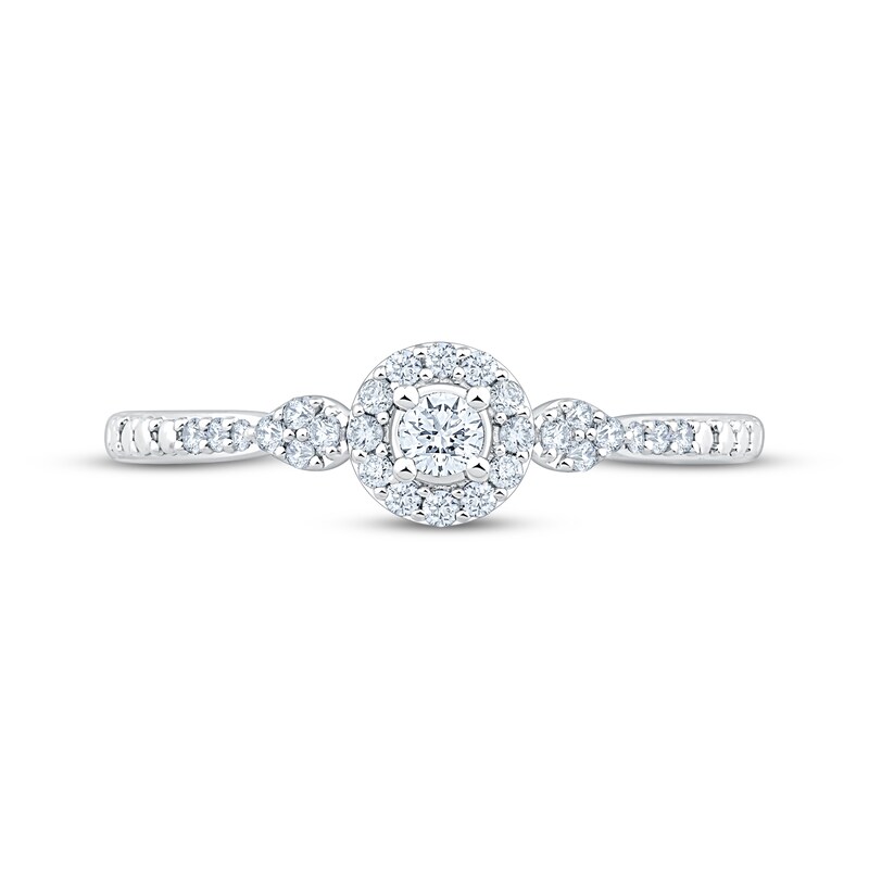 Main Image 4 of KAY Lab-Grown Diamonds Round-Cut Halo Promise Ring 1/5 ct tw 10K White Gold