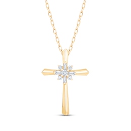 KAY Lab-Grown Diamonds Cross Necklace 1/8 ct tw 10K Yellow Gold 18"