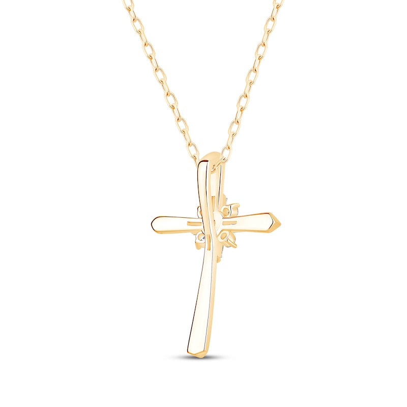 Main Image 3 of KAY Lab-Grown Diamonds Cross Necklace 1/8 ct tw 10K Yellow Gold 18"