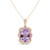 Thumbnail Image 1 of Oval-Cut Light Amethyst & Diamond Necklace 1/10 ct tw 10K Rose Gold 18"