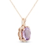 Thumbnail Image 2 of Oval-Cut Light Amethyst & Diamond Necklace 1/10 ct tw 10K Rose Gold 18"