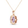 Thumbnail Image 3 of Oval-Cut Light Amethyst & Diamond Necklace 1/10 ct tw 10K Rose Gold 18"
