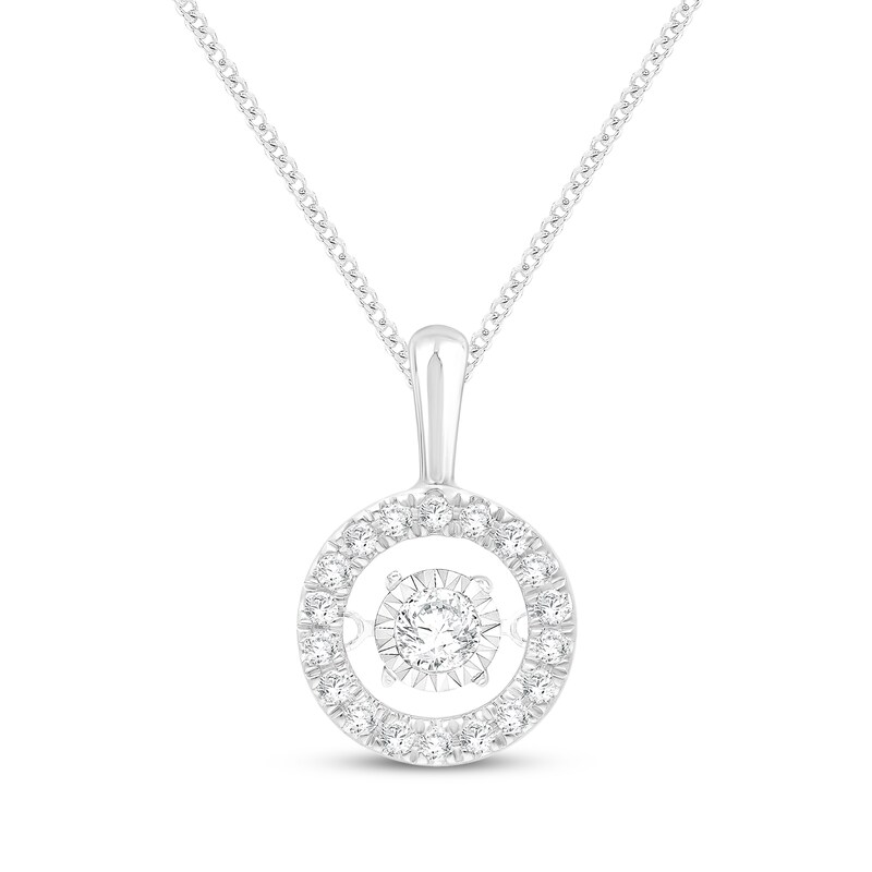 Main Image 1 of Unstoppable Love Lab-Grown Diamond Halo Necklace 1/2 ct tw 10K White Gold 19"