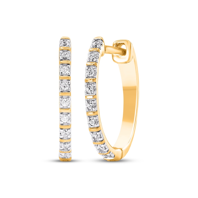 Main Image 1 of Diamond Hoop Earrings 1/15 ct tw 14K Yellow Gold
