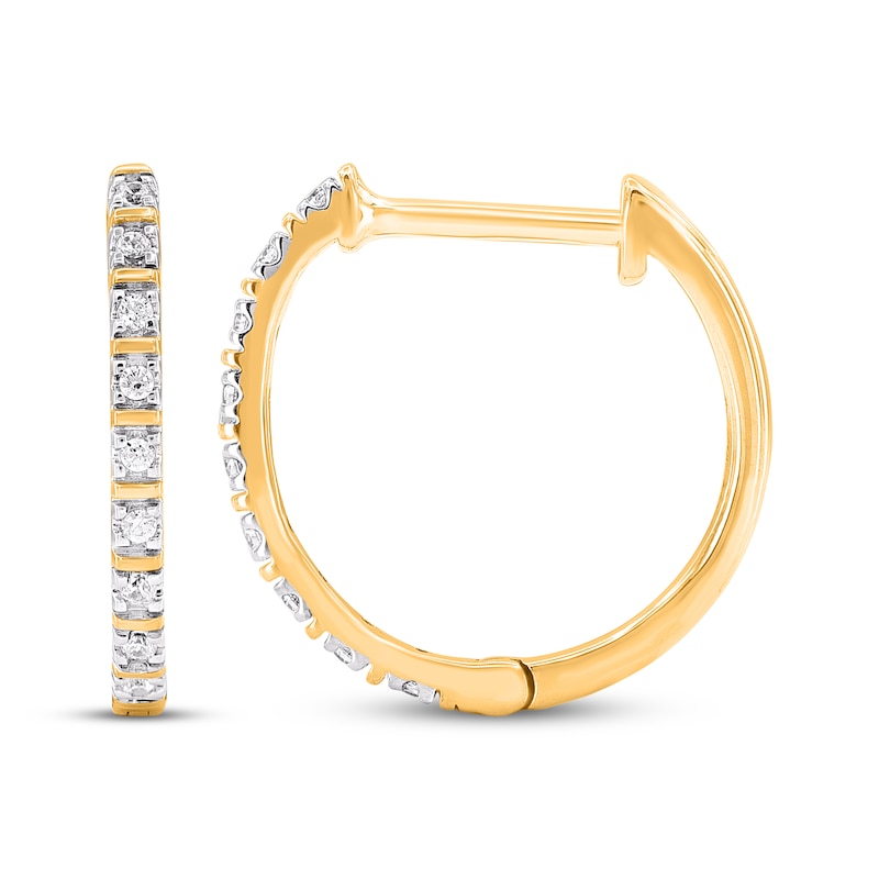 Main Image 3 of Diamond Hoop Earrings 1/15 ct tw 14K Yellow Gold
