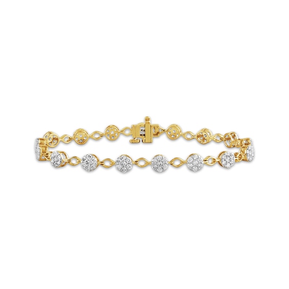 KAY Lab-Grown Diamonds Cluster Link Bracelet 2 ct tw 14K Yellow Gold-Plated Sterling Silver 7"