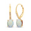 Thumbnail Image 1 of Le Vian Oval-Cut Lab-Created Opal & Diamond Drop Earrings 1/20 ct tw 10K Yellow Gold