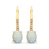 Thumbnail Image 2 of Le Vian Oval-Cut Lab-Created Opal & Diamond Drop Earrings 1/20 ct tw 10K Yellow Gold