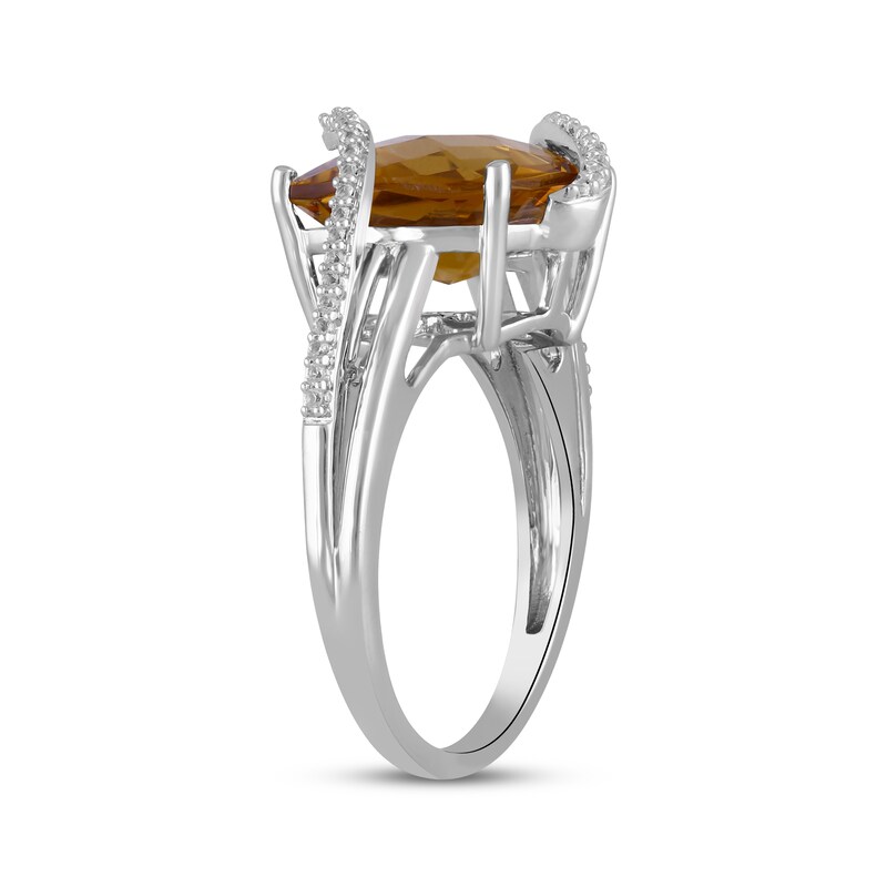 Main Image 2 of Cushion-Cut Orange Quartz & White Lab-Created Sapphire Ring Sterling Silver