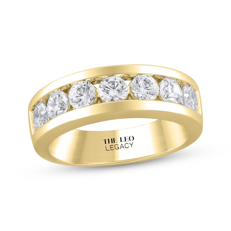 Main Image 1 of THE LEO Legacy Lab-Grown Diamond Men's Channel Wedding Band 2 ct tw 14K Yellow Gold