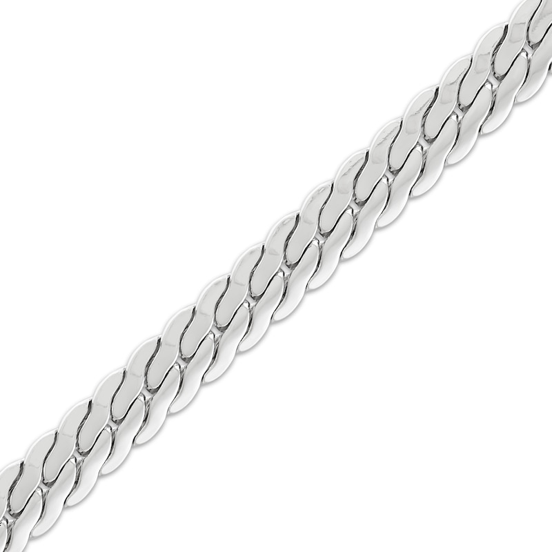 Main Image 2 of 3.9mm Diamond-Cut Herringbone Chain Necklace Solid Sterling Silver 18"