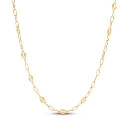 2.45mm Valentino & Paperclip Chain Necklace Solid 10K Yellow Gold 18"