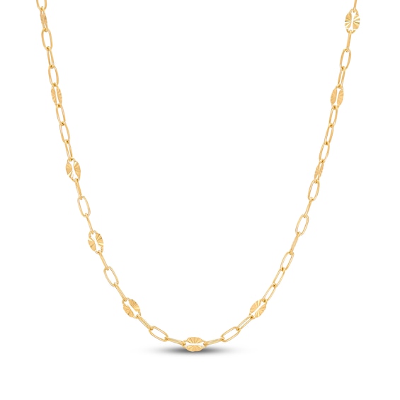 2.45mm Valentino & Paperclip Chain Necklace Solid 10K Yellow Gold 18"