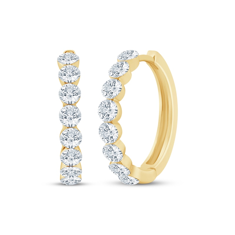 Main Image 1 of KAY Lab-Grown Diamonds Seamless Hoop Earrings 2 ct tw 14K Yellow Gold