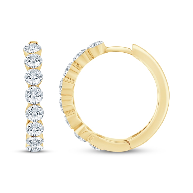 Main Image 3 of KAY Lab-Grown Diamonds Seamless Hoop Earrings 2 ct tw 14K Yellow Gold