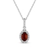Thumbnail Image 1 of Oval-Cut Garnet & White Lab-Created Sapphire Drop Necklace Sterling Silver 18"