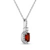 Thumbnail Image 2 of Oval-Cut Garnet & White Lab-Created Sapphire Drop Necklace Sterling Silver 18"