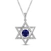 Thumbnail Image 1 of Blue & White Lab-Created Sapphire Star of David Necklace Sterling Silver 18"