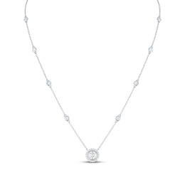 White Lab-Created Station Necklace Sterling Silver 18"