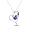 Thumbnail Image 2 of Amethyst Looping Heart Frame Necklace Sterling Silver 18"