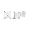 Thumbnail Image 1 of Children's Square-Cut Lab-Created White Sapphire Solitaire Stud Earrings 14K White Gold