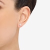 Thumbnail Image 3 of Children's Square-Cut Lab-Created White Sapphire Solitaire Stud Earrings 14K White Gold