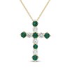 Thumbnail Image 1 of KAY Lab-Grown Diamonds Lab-Created Emerald & Lab-Grown Diamond Cross Necklace 3/4 ct tw 10K Yellow Gold 18"