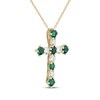 Thumbnail Image 2 of KAY Lab-Grown Diamonds Lab-Created Emerald & Lab-Grown Diamond Cross Necklace 3/4 ct tw 10K Yellow Gold 18"