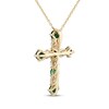 Thumbnail Image 3 of KAY Lab-Grown Diamonds Lab-Created Emerald & Lab-Grown Diamond Cross Necklace 3/4 ct tw 10K Yellow Gold 18"