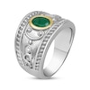 Thumbnail Image 2 of Oval-Cut Natural Emerald & White Lab-Created Sapphire Ring Sterling Silver & 10K Yellow Gold