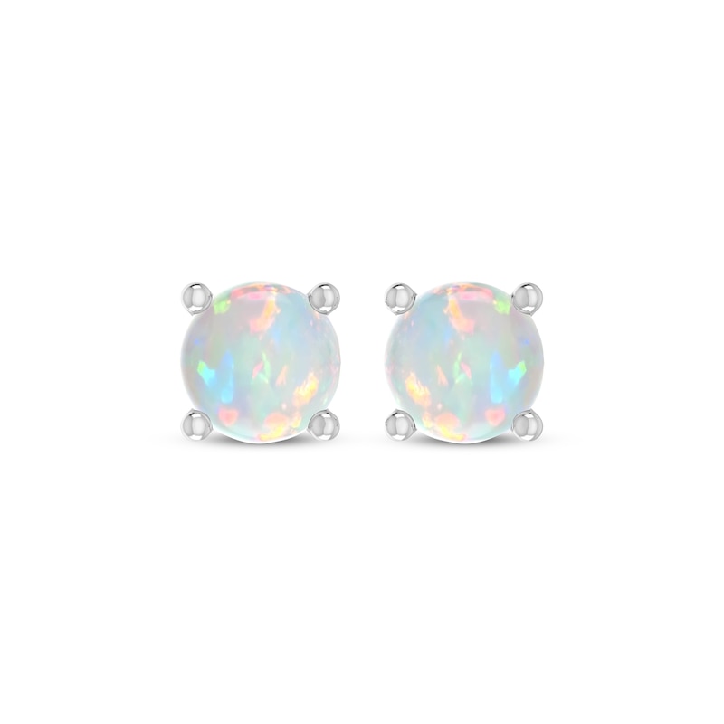 Main Image 2 of Lab-Created Opal Solitaire Stud Earrings Sterling Silver