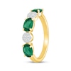 Thumbnail Image 2 of Oval-Cut Lab-Created Emerald & White Lab-Created Sapphire Ring 24K Yellow Gold Vermeil Sterling Silver