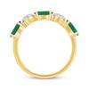 Thumbnail Image 3 of Oval-Cut Lab-Created Emerald & White Lab-Created Sapphire Ring 24K Yellow Gold Vermeil Sterling Silver