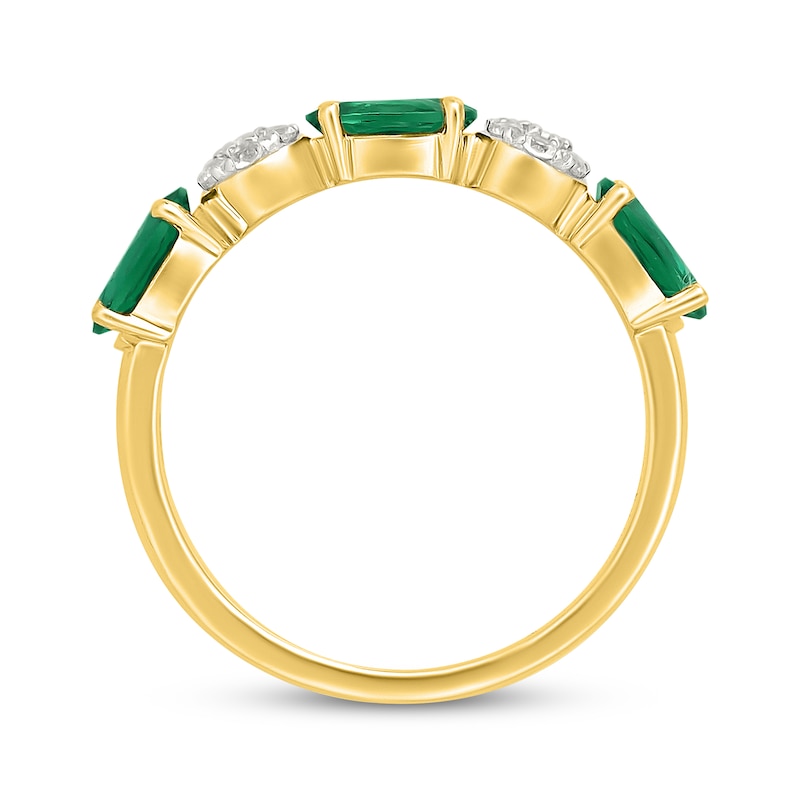 Main Image 3 of Oval-Cut Lab-Created Emerald & White Lab-Created Sapphire Ring 24K Yellow Gold Vermeil Sterling Silver