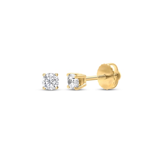 Certified Round-Cut Diamond Solitaire Stud Earrings 1/4 ct tw 14K Yellow Gold (J/I1)