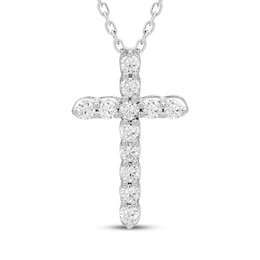 KAY Lab-Grown Diamonds Cross Necklace 1/3 ct tw 10K White Gold 18"