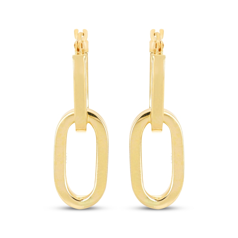 Main Image 2 of Oval Link Hoop Drop Earrings 10K Yellow Gold