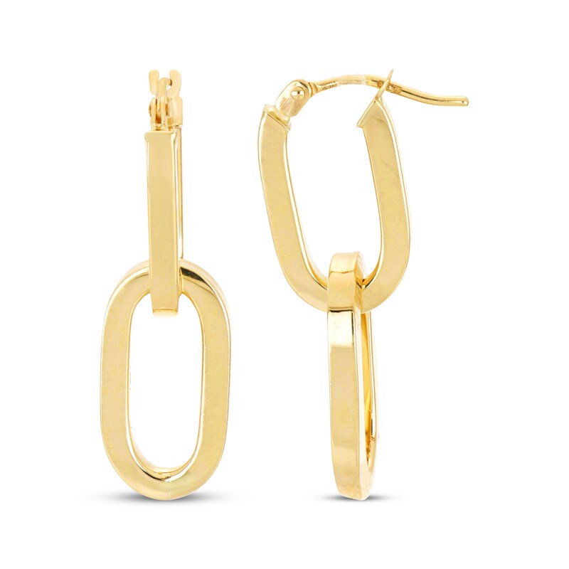 Main Image 3 of Oval Link Hoop Drop Earrings 10K Yellow Gold
