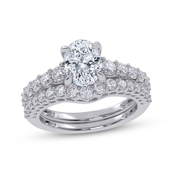 Adore Lab-Grown Diamonds Certified Oval-Cut Bridal Set 2 ct tw 14K White Gold