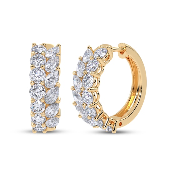 KAY Lab-Grown Diamonds Pear-Shaped & Round-Cut Hoop Earrings 5 ct tw 14K Yellow Gold