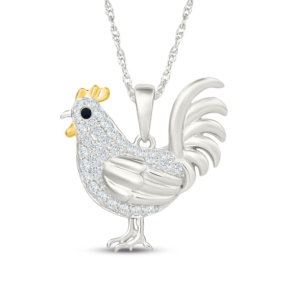 KAY Lab-Grown Diamonds Chicken Necklace 1/4 ct tw Sterling Silver & 10K Yellow Gold Plate 18"