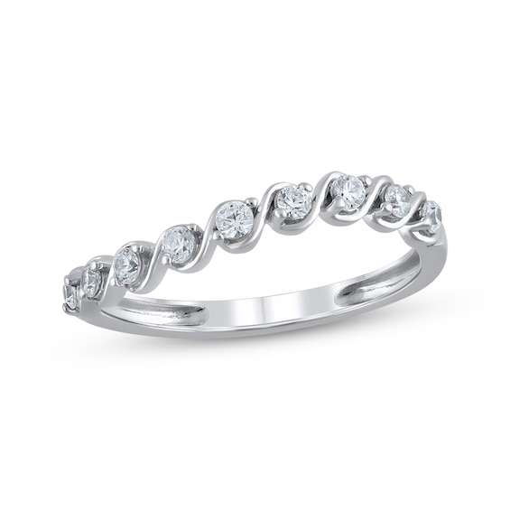 Adore "S" Curve Diamond Wedding Band 1/4 ct tw 10K White Gold