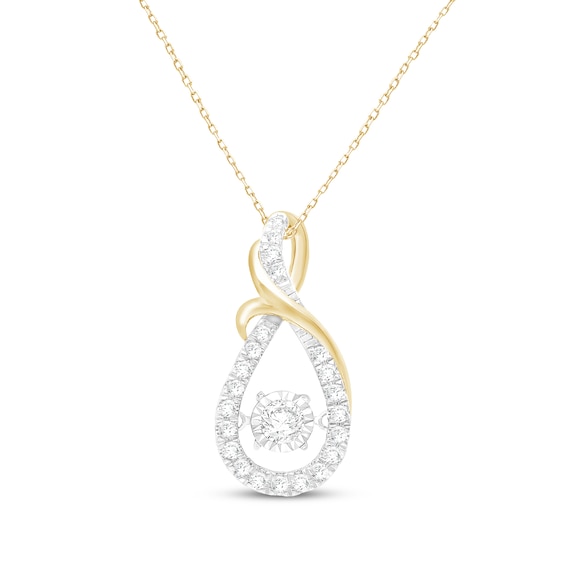 Unstoppable Love Diamond Teardrop Twist Necklace 1/4 ct tw 10K Yellow Gold 18"